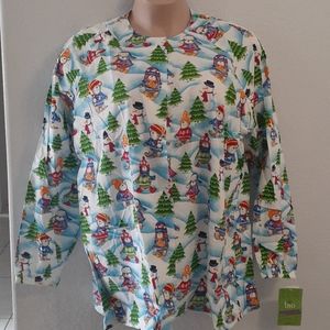 Bio Medical Scrub Jacket Christmas Print